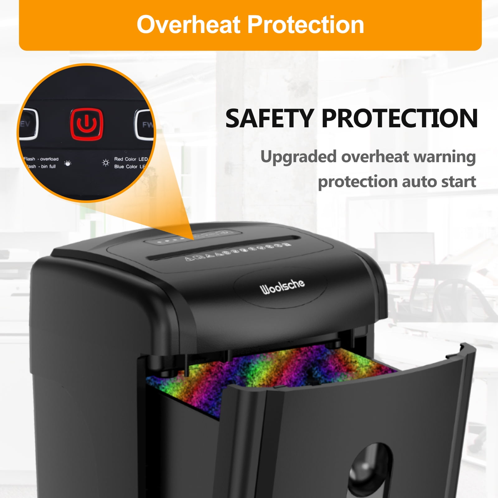 Paper Shredder 18-Sheet Cross Cut Shredder with 7.93-Gallon Pull Out Basket, P-4 Security Level