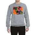 thumbnail image 2 of Cute Smiling Neon Pitbull Dog Breed Dog Lover Unisex Crewneck Graphic Sweatshirt, Heather Grey, Small, 2 of 3
