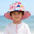 thumbnail image 2 of Jinhomg Boys Girls Beach Hats Kids Fashion Reversible Pineapple Print Bucket Hat Cotton Breathable UPF Sun Hat with Chin Strap 1-8 Years,Pink, 2 of 7