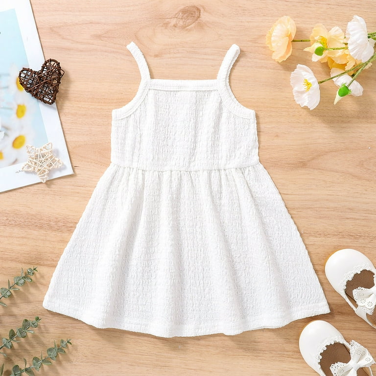 Girls Summer Dresses 2t Fall Dress for Baby Girl 6 Months Toddler Girls Sleeveless Beach Dresses Kids Solid Princess Suspenders Dress Clothes Fall