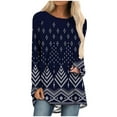 thumbnail image 1 of Mujeres Casual Tribal Wind Impreso Manga larga O-cuello Pullover Blusa Camiseta Tops Pompotops  FGAJ1099, 1 of 5