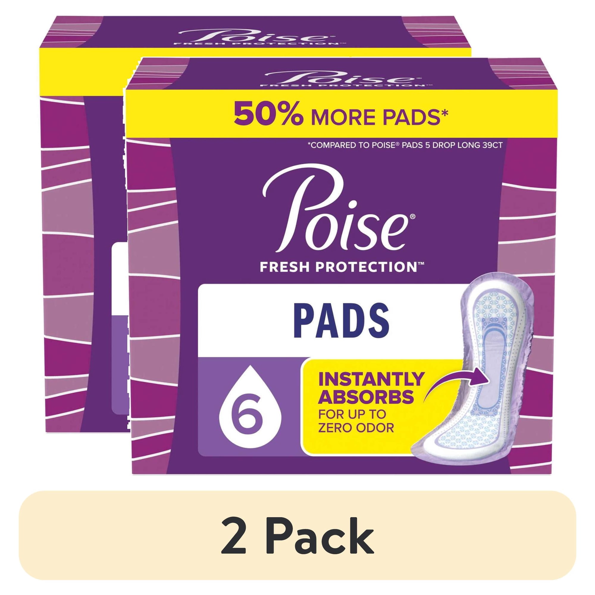 (2 pack) Poise Women's Incontinence Pads, Ultimate Absorbency, Long Length (42 Count)