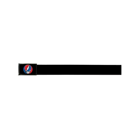 - Grateful Dead Psychedelic Rock Band Red & Blue Skull Black Web Belt