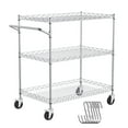 thumbnail image 2 of KFFKFF 3-Level Kitchen Cart, Wire Rollable Cart with a Load Capacity of 661LBS, Steel-Made Mobile Service Cart, Metallic Storage Trolley featuring 80mm Deep Basket, Curved Handle, 6 Hooks, 2 of 8
