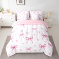 thumbnail image 2 of Manfei Lovely Girls Bowknot 7-Piece Twin Bedding Sets,Cartoon Heart Pattern Bedding Comforter Set,Pink White Sheet Sets For Kids,Luxury Bedroom Decor Reversible, 2 of 8