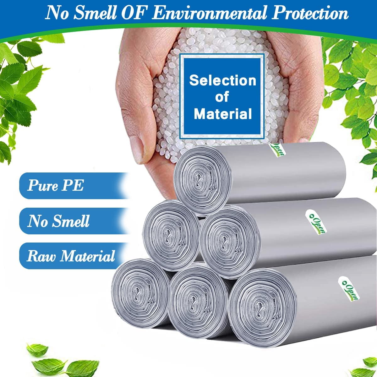 2.6 Gallon Grey Trash Bags, 300 Count, Waste Bag, Can Liners, Garbage Bags