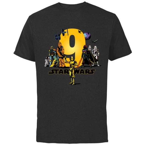 Star Wars Classic Characters Ninth Birthday 9 Years Old - Short Sleeve Cotton T-Shirt for Adults - Customized-Black
