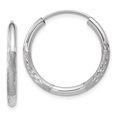 thumbnail image 1 of 14K White Gold 2mm Diamond Cut Endless Hoop Earrings, 1 of 3