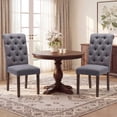 thumbnail image 5 of Upholstered Parsons Dining Chairs Set of 2, Button Tufted Kitchen Side Chair for Dining Room, Grey, 5 of 8