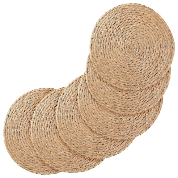 6 Pcs Round Woven Placemats, Dining Table Placemats, 11.8 in（30 cm）Natural Handcrafted Grass Placemats, Non-Slip, Heat-Resistant, Perfect for Home Decor and Dining Occasions