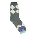 thumbnail image 2 of Women’s Argyle Pattern Sherpa Lined Slipper Socks in Light Gray and White, Non-Slip, One Size, 2 of 2