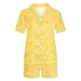 thumbnail image 4 of Jalioing 2 Piece Pajamas Outfits Womens Printed Lounge Set Button down Lapel Shirt and Shorts Sets, 4 of 4