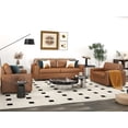 thumbnail image 3 of Roundhill Furniture Sakan Leather Upholstered 3-Piece Living Room Set, Sofa and 2 Cutler Chairs, Caramel, 3 of 13