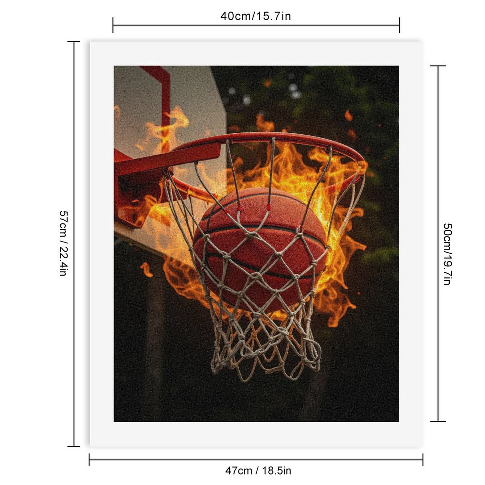 Paint By Numbers Kit for Adults Beginner - DIY Basketball On Fire Through Hoop Canvas Painting Kits for Adults, Frameless Paint By Number for Adults for Home Wall Decor 16x20 Inch