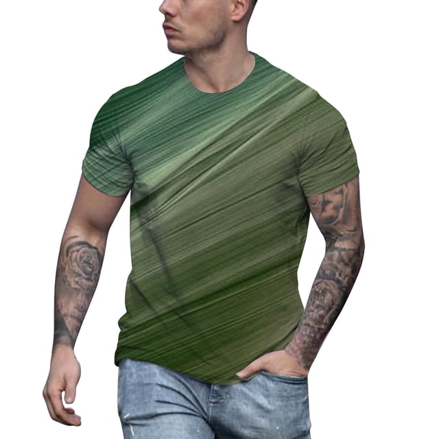 BOBOGOJP T-Shirts pour Hommes Mode Printemps Été Col Rond Uni Chandail Manches Courtes Hauts (Vert Armée,m)