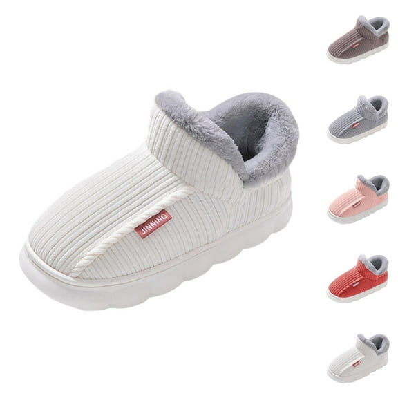 Fuzzy Slippers for Women Warm Cozy Fall House Slides Men's And Women's Models Of Cott On Slippers Winter Package With Cott On Shoes Home Indoor Non Thickened Warm Cott On Slippersa