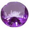 2 Inch Large Inspirational Message Round Cut Jewel Paperweight - Joy (Purple)