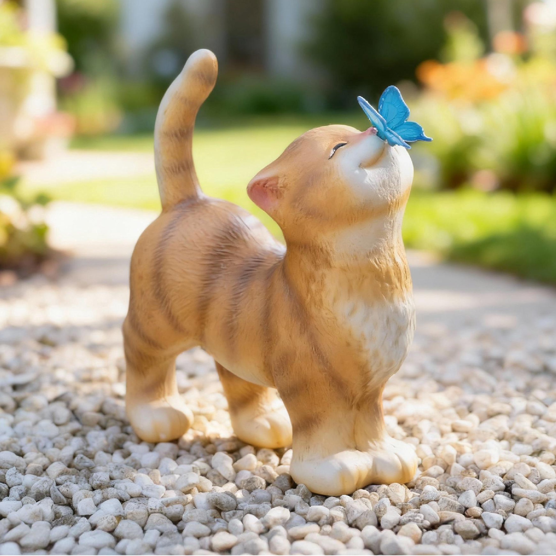 Mainstays Weather-Resistant Cat Garden Statue with Butterfly