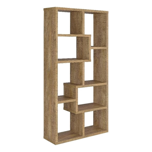 Pemberly Row Contemporary 71" 6-Shelf Engineered Wood Bookshelf in Mango
