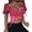 Rose Red, variant on Women's Floral Slim Fit Crop Puff Sleeve Embroidered Tops Corset Bustier T-Shirts Tank Top for Daily Wear Pink M