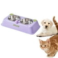 thumbnail image 2 of Stainless Steel Double Bowl Cat Food Dish - Easy Clean Stable Base, Separate Bowls for Food Water, Durable Kitty Dining, 2 of 3