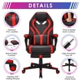 thumbnail image 4 of Giantex Chaise de Jeu, Fauteuil Inclinable Ergonomique avec Coussin Lombaire de Massage, Dossier Réglable, Repose-Pieds et Roulettes, Style Course pour Bureau à Domicile, Rouge, 4 of 8