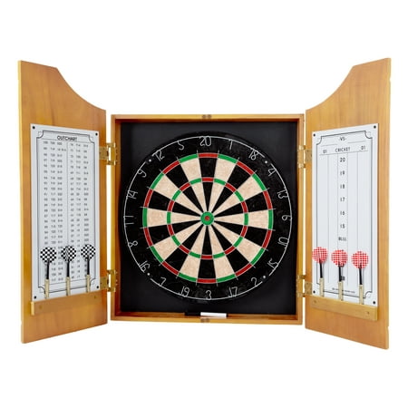 Trademark Global Games Professional Style Solid Wood Dartboard Cabinets Set with Board and Darts