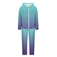 thumbnail image 4 of Perfectbot Womens Fall Outfit Set Fashion Gradient Tracksuit Set Hooded Jacket and Pant Two Piece Sportswear, 4 of 5