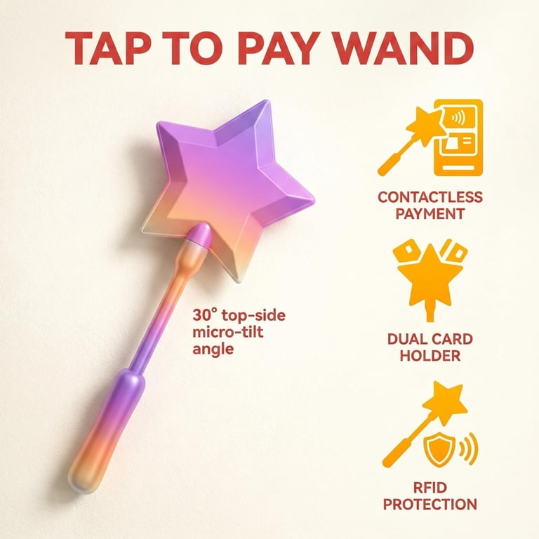 Twinkle Tap Wand Credit Card, 3D Printed Tap to Pay Wand for