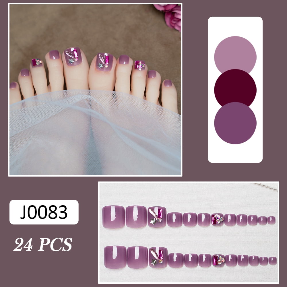 Press On Nail Art Solid Color Purple Nail Set With Rhinestones For Daily Lives Everyday Use Press On Nail Art Solid Color Purple Nail Set With Rhinestones For Daily Lives Everyday Use