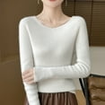 thumbnail image 6 of POROPL White Sweaters for Women Crew Neck Sweater Casual Thin Knitted Top Base Size S-XXL, 6 of 6