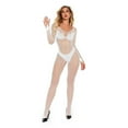 thumbnail image 4 of Lolmot Fishnet Bodysuit Bodystocking Lingerie Women Long Sleeve One Piece Mesh Jumpsuit Nightwear Stockings Sexy Teddy Babydoll Underwear, 4 of 5