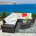 thumbnail image 1 of Costway 6PCS Rattan Furniture Set Conversation Cushioned Sofa Armrest Garden Off White, 1 of 10