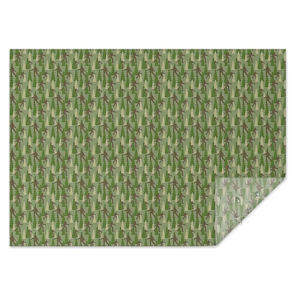 Green Bigfoot and Tree Pattern Rectangle Tablecloth 60"x84",Waterproof Polyester Rectangle Table Cloth, Wipeable Spillproof Polyester Tablecloth for Dining, Camping, Indoor and Outdoor