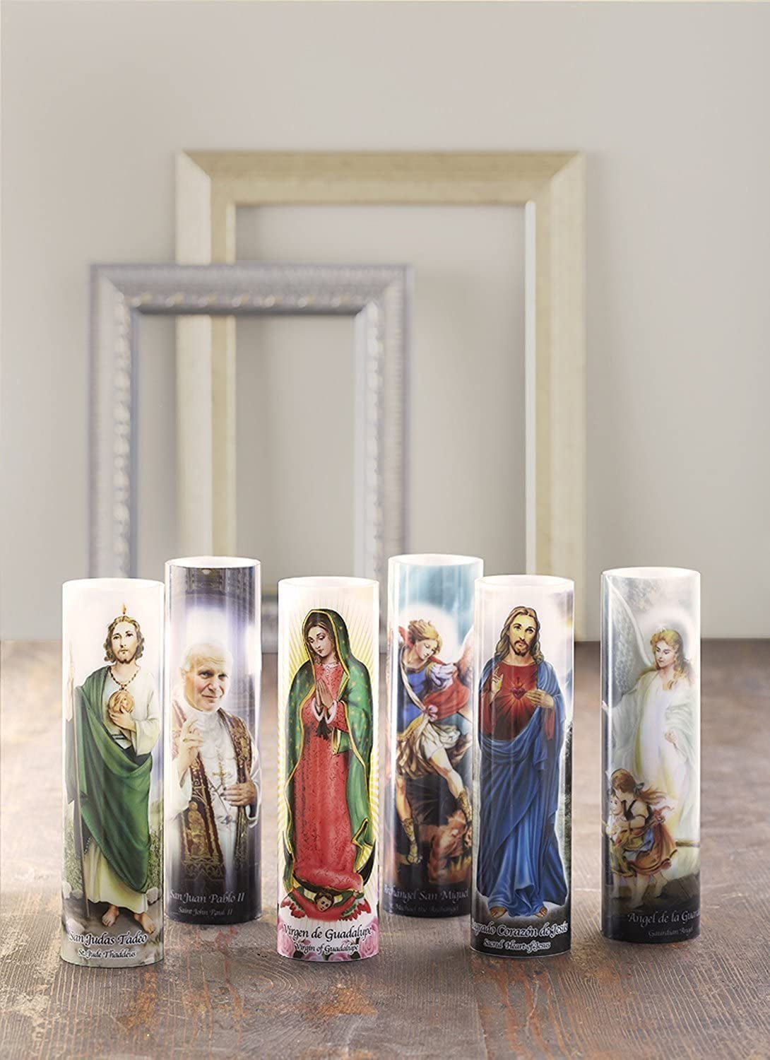 Stonebriar, Flameless LED Prayer Pillar Candle, Lady of Miracles, 11.5", Unscented, Battery Powered, Multicolor