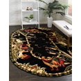 thumbnail image 2 of Unique Loom Barnyard Rooster Design Area Rug 7' 11 x 10' Oval Black/Ivory, 2 of 4