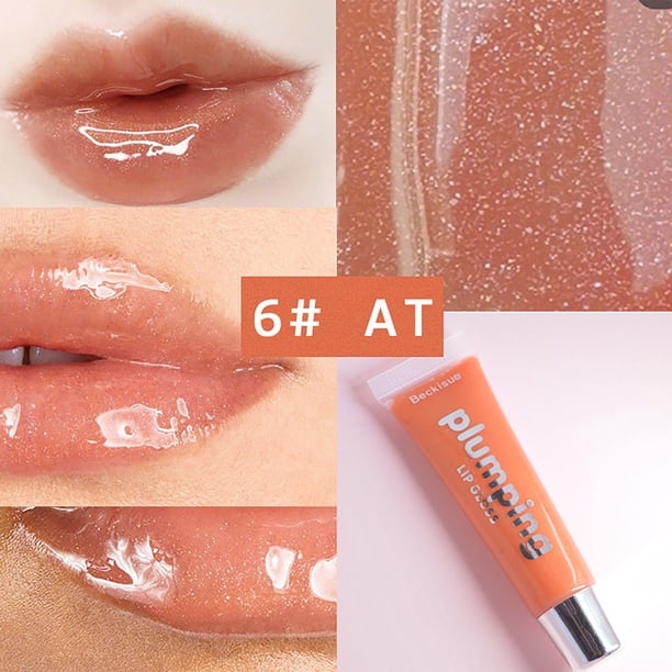 Lápiz labial para mujer, tinte labial, brillo labial, efecto labios grandes, brillo labial, brillo labial de vidrio, lápiz labial en gel, pincel de maquillaje de 4 ml.