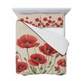 thumbnail image 7 of Quilts Twin Size Bedding Set, Red Poppy Lightweight Quilted Comforter, Spring Summer Farmhouse Flowers Rustic Burlap Soft Reversible Bedspread Coverlet with Pillow Covers for All Season, 68" x 86", 7 of 7