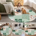 thumbnail image 5 of Boho Spring Floral Round Area Rug 4Ft Washable Circle Rugs for Bedroom Dining Room, Retro Flowers Plants Patchwork Grid Green Non-Slip Carpet Floor Mats Indoor Outdoor Carpet Runner Home Decor, 5 of 8