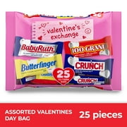 Assorted Butterfinger, Crunch, Baby Ruth and 100 Grand, Fun Size Chocolate Candy Valentine's Day Gift, Laydown Bag, 25 count, 15.2 oz