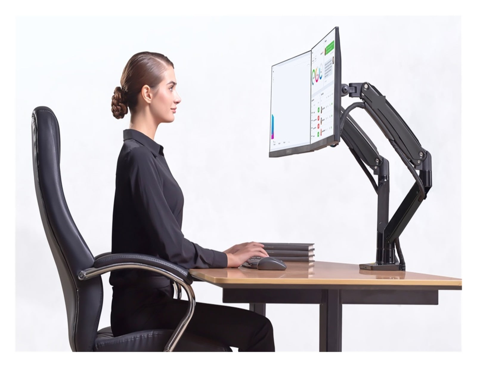 Aluminum 22-32 Inch Dual LCD LED Monitor Mount Gas Spring Arm Full Motion Monitor Holder Support Load 3-12kgs Each ,Easy Setup