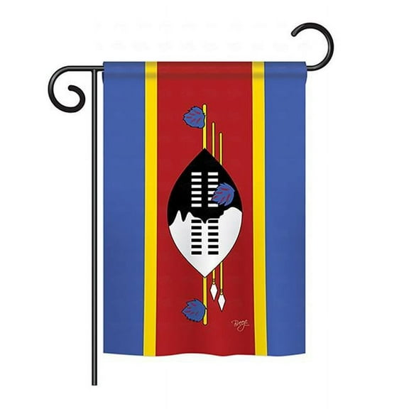 Breeze Decor BD-CY-GS-108289-IP-BO-D-US15-BD 13 x 18.5 in. Swaziland Flags of the World Nationality Impressions Decorative Vertical Double Sided Garden Flag Set with Banner Pole