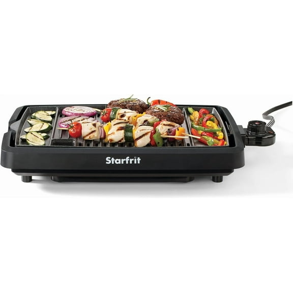 ZHIBO The Rock Indoor Smokeless Electric BBQ Grill, Non-Stick 10" x 16" Cooking Surface