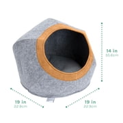 Kitty City Large Felt Cat Cave with Faux Leather Trim, Washable Cushion, Gray