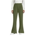 thumbnail image 1 of Odeerbi 5-14 Años Niñas Pantalones Acampanados Pantalones Casual Color Sólido Cintura Ajustable Con Bolsillo, 1 of 5