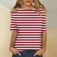 thumbnail image 2 of yunLCZ Basic T Shirts Women's Short Sleeved Shirt Spring Striped Round Neck Business Casual Top Polka Dot Loose Half Length Work Shirt Office Shirts Red XXL, 2 of 4