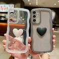 thumbnail image 4 of Compatible with Samsung Galaxy A15 5G Phone Case 6.5", Cute 3D Love Heart Aesthetic Curly Wavy Non-Slip Clear Transparent Camera Protect Soft Silicone Shockproof Cover for Women (Black), 4 of 12