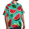 thumbnail image 2 of Watermelon Men's Hawaiian Shirt, Short Sleeve Printed Button Down Beach Casual Tops, Summer Spread Collar Men's Shirts, 2 of 6