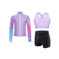 thumbnail image 2 of Linjinx Kids Girls 3Pcs Dance Gymnastic Sweat Suit Long Sleeve Snowflake Stylish Printed Jacket Purple 6, 2 of 6