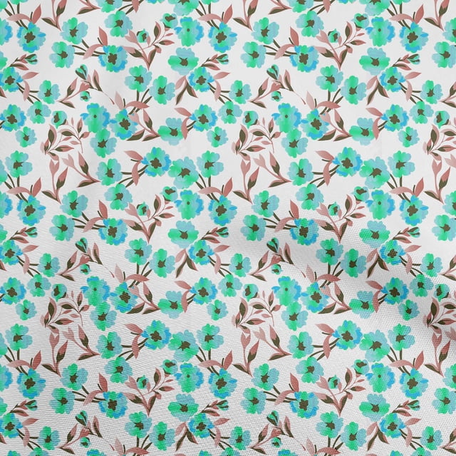 oneOone Georgette Viscose Turquoise Green Fabric Floral Craft Projects Decor Fabric Printed By The Yard 42 Inch Wide